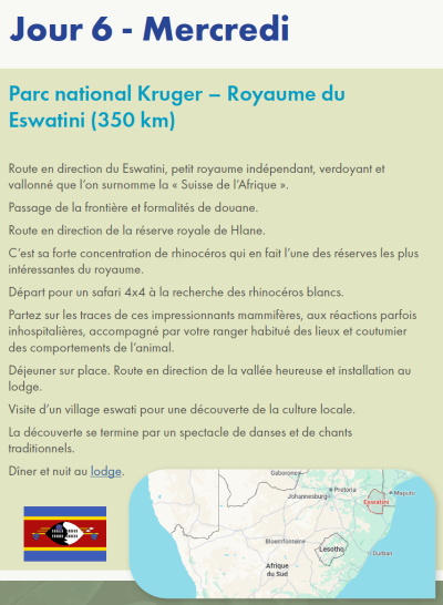 Parc national Kruger / Royaume du Eswatini