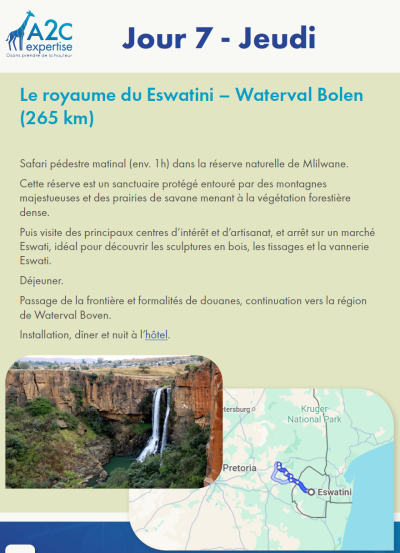 Le royaume du Eswatini / Waterval Bolen